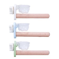 Hard Wood Birdcage Perch with Feeder Standing Pole for Canaries Cockatiels