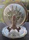Jeannette Iris and Herringbone Depression Glass Clear Cake Sandwich Platter