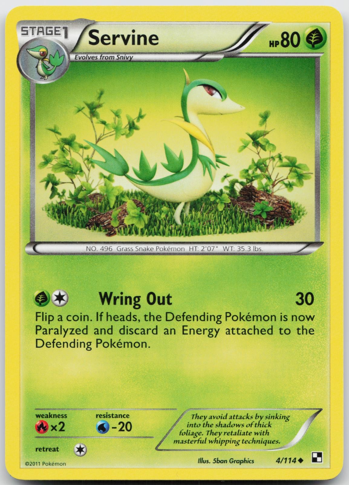 Servine 4/114 Uncommon Black & White Pokemon Near Mint