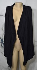 WORTHINGTON Black Open Cardigan Sweater Large Long Sleeves Pointed Hems
