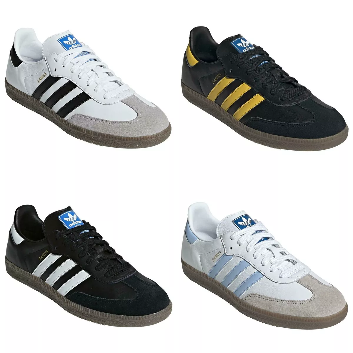 adidas ORIGINALS MEN'S SAMBA OG TRAINERS SHOES SNEAKERS CASUAL WHITE BLACK  BLUE