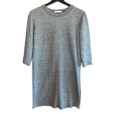 Zara Woman Grey Mini Sheath Dress Womens S Knit Raw Hemlines