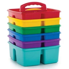 Pack of 6 Assorted Storage Caddy with Divided Compartments and Grip Handle