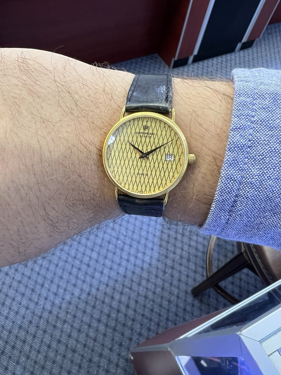 RAYMOND WEIL 腕時計 3716 ゴールド Raymond Weil 5513 18k Gold Vermeil Gold Tone Geometric Dial 31mm