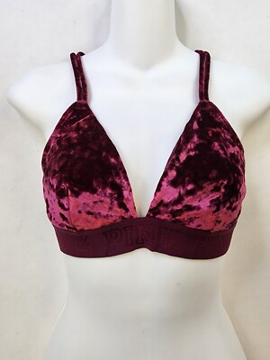 Pink Victoria Secret Bra Women S Unlined San Doublure Burgundy Crushed Velvet