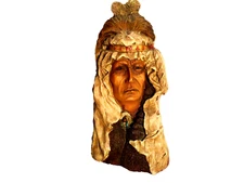 native American Indian sculptor 7 1/2 " Resin/Wood Unknown Designer Vintage