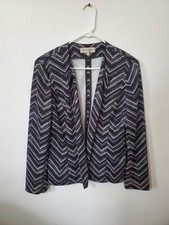 Evan-Picone Jacket Blazer Geometric Black and White Lightweight Women's Size 12