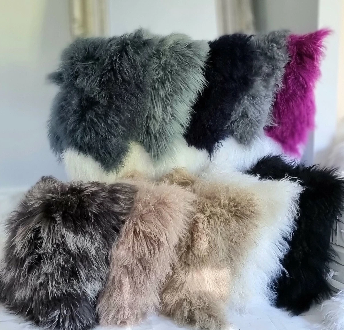 Large mongolian fur clearance cushions