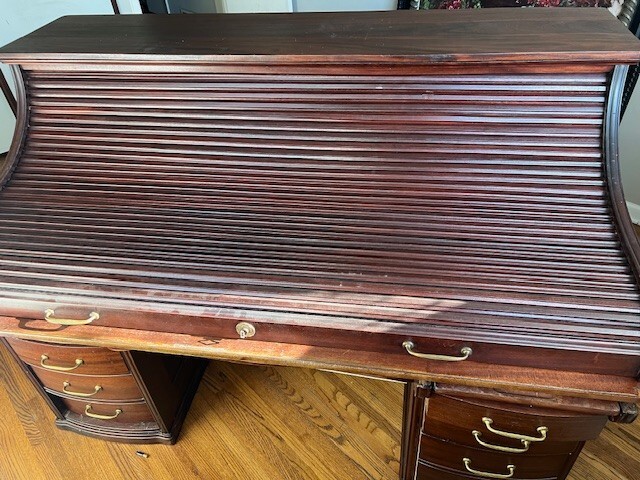 Grand Rapids Co roll top desk Antique mahogany 65in | eBay