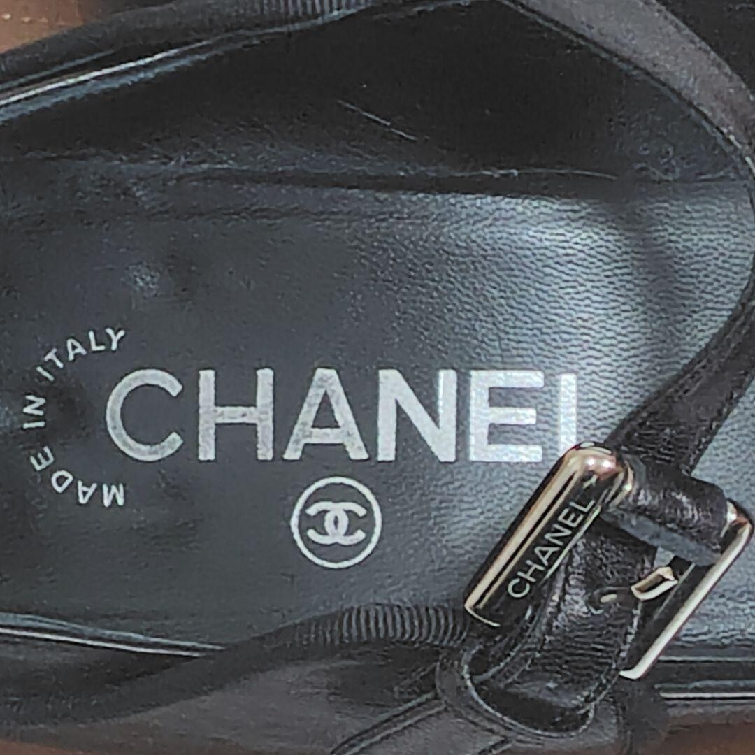 Chanel Coco Mark Pumps Heel Black Size 38 Used Excellent+