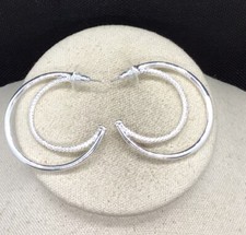 Vintage Silver Tone Costume Large Double Hoop Earrings R475