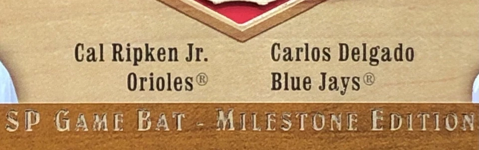 2001 SP GAME USED BAT QUAD PIECE OF THE ACTION O’NEILL, NOMO, RIPKEN JR, DELGADO - Image 4 of 4