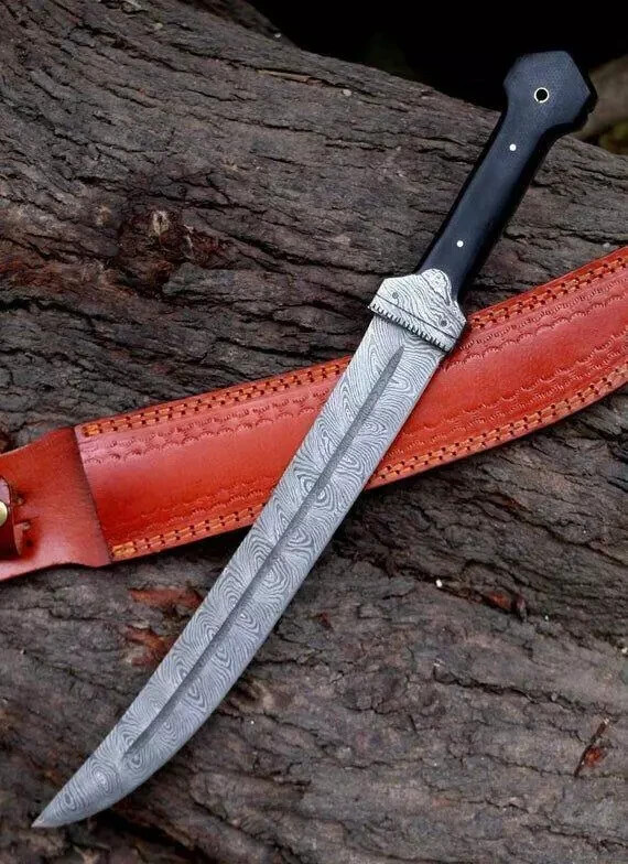 Custom Damascus Steel Bowie Hunting Knife Sheath