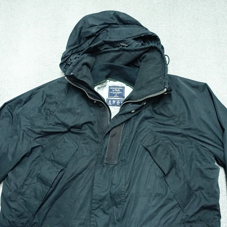 Abercrombie & Fitch Two Layer Coat Jacket Women Sz M Black Find Zedge Snap Butto - Image 3 of 4