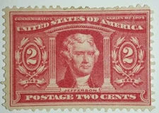 Travelstamps: 1904 US Stamps Scott # 324, Jefferson, mint, og, hinged ,2cent 