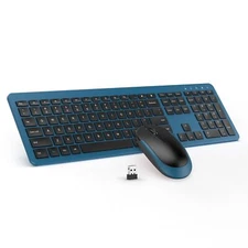 Wireless Keyboard and Mouse Combo - Full Size Slim Thin Wireless Keyboard Mou...