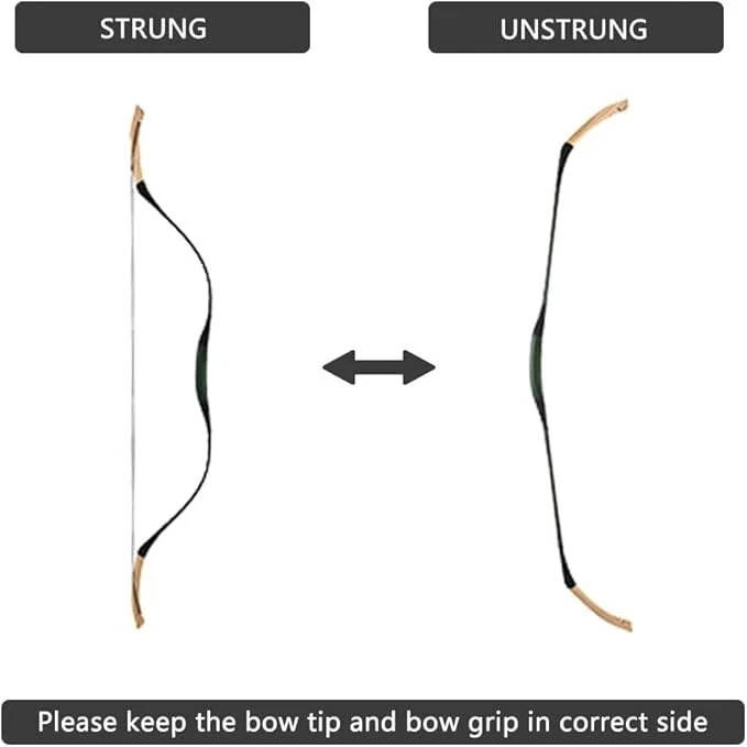 Arco recurvo tradicional de tiro con arco AF 54" hecho a mano arco de caza a caballo 20-50 libras Foto 3 de 4