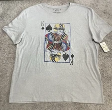 Lucky Brand King of Spades Poker Guitar Men's XL Gray T-Shirt Venice NWT $39.50