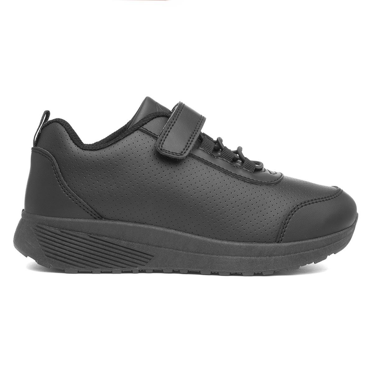 Boys Trainers Black Kids Easy Fasten Elasticated Laces School