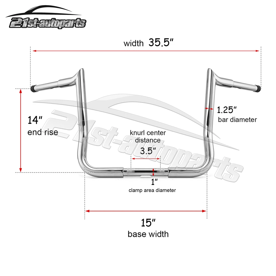 For Harley Electra Street Glide 86-UP Rise 14" Bar Ape Meathook Handlebar - Image 3 of 4