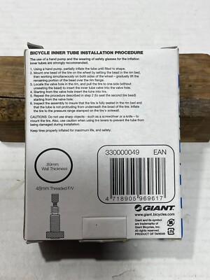 giant bicycle inner tubes tube 27.5-inch schrader valve 27.5 x 2.10  2.40 in Black Threaded Presta valve with a removable core for easy maintenance Giant 700X35-45 Presta Valve Tube,