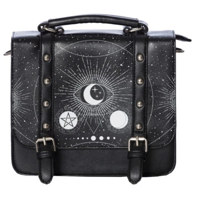 Banned Gothic Okkult Goth Handtasche Schultertasche Cosmic Satchel Sterne Mond - Bild 1 von 4