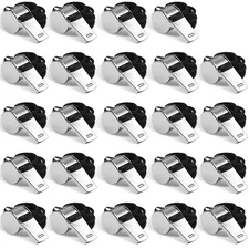 Whistle, 24 PCS Professional Stainless-Steel Whistles with Lanyards in Bulk, Ver