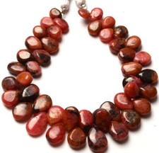 Natural Gem Rhodonite 8x6 to 12x9 mm Size Smooth Pear Beads 7" Strand 170Cts.