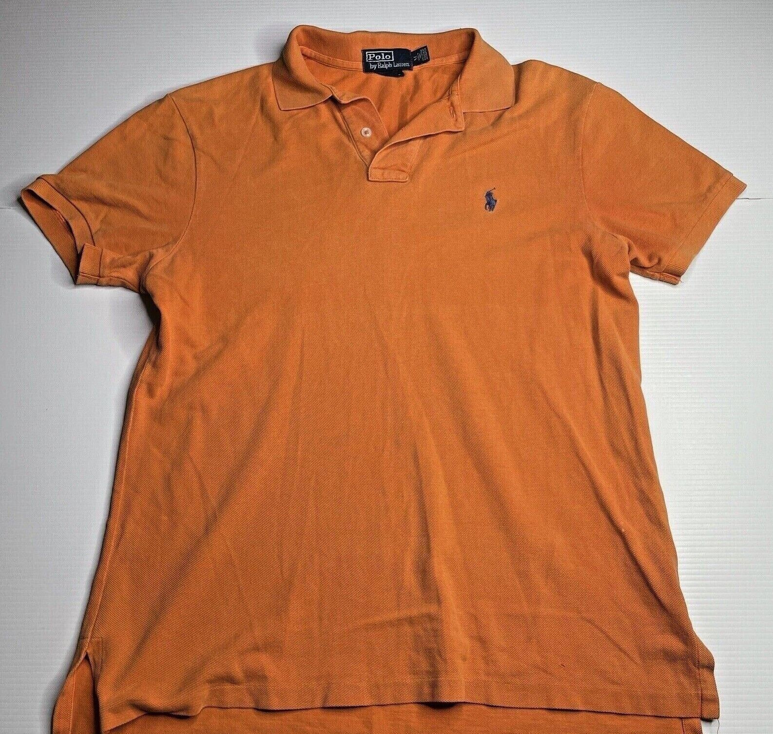 Ralph Lauren Orange Polo Shirt Mens Size M Casual Summer Fashion Fit