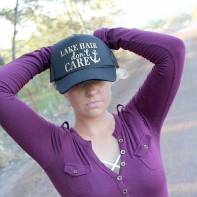 Katydid Lake Hair Don't Care Black Trucker Hat Cap Gold Glitter Snapback Mesh