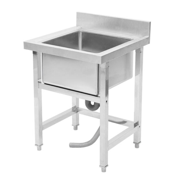 60*60*80CM Single Bowl Sink Commercial Kitchen Wash Basin Table Stainless Steel
