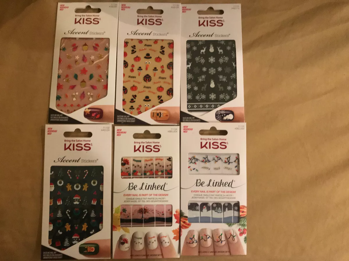 KISS Dazzling Nail ACCENT BE LINKED HOLIDAY STICKERS Decals Choose Your Design