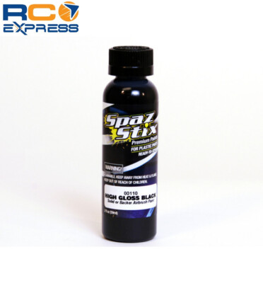 Spaz Stix High Gloss Black/Backer Airbrush Ready Paint 2oz Bottle SZX00110