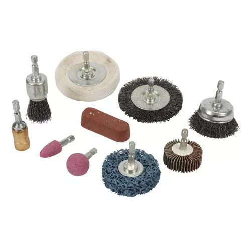 10 Piece 6mm Cleaning Polishing Kit For Power Drill Buffing
