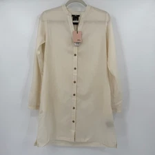 EMU Australia Womens Cabarita Merino Wool Shirt Dress Size S Cream Minimalist