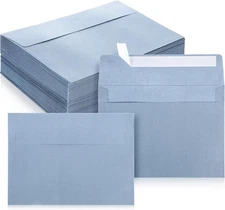 Ctosree 50 Pcs Dusty Blue Invitation Envelopes Peel Stick (A7,5.25 x 7.25 Inch)