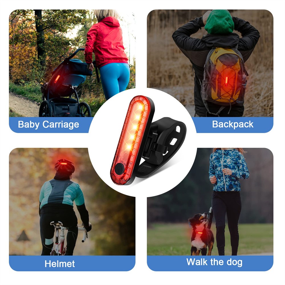 2x USB Rechargeable LED Bike Tail Light Bicycle Safety Cycling Warning Rear Lamp