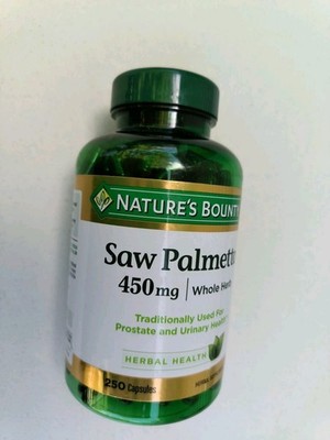 Nature's Bounty Saw Palmetto 450 mg 250 Count Capsules Exp 2/28