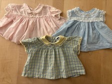 Lot Of 3 Vintage 50 s-60 s Baby Cotton Diaper Shirts Smocking Lace 6-12m Euc