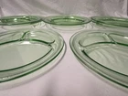 Vintage Green Uranium Vaseline Depression Glass 8 Divided Grill Dinner Plates