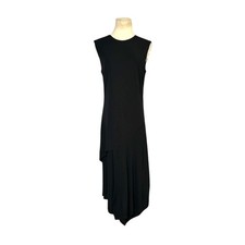 DKNY black sleeveless overlay asymmetrical midi dress size Medium
