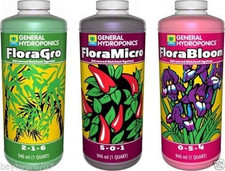 GH Flora Series' General Hydroponics 32Oz Quarts Trio Floramicro Floragrow Flora