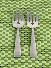 Oneida SATIN ACCENT Stainless 2 Salad Forks USA Frosted Handle Flatware - 6 1/8"