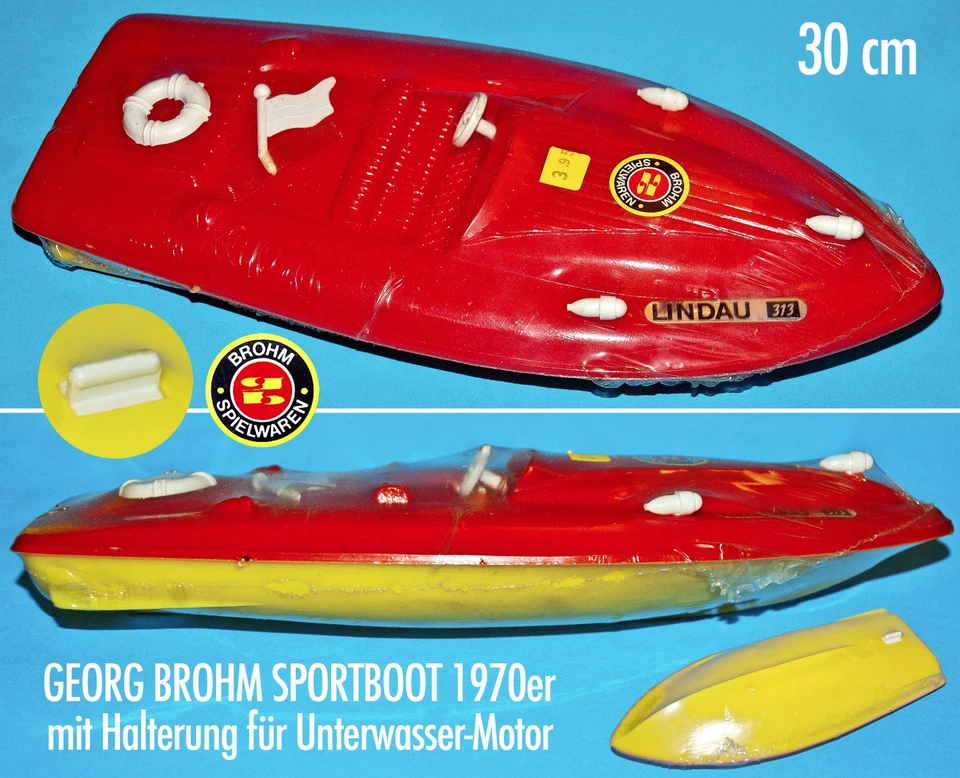 GEORG BROHM SPORTBOOT RENNBOT 30 CM 1970er OVP für Motor MANURBA HEINERLE LEYLA