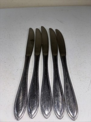 Interpur INR5 Stainless (5) DINNER KNIVES Japan Beaded Edge Burnished