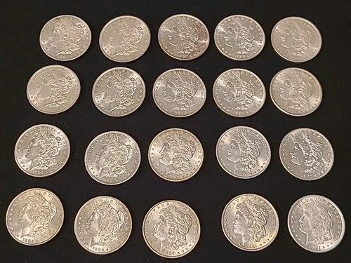 Morgan Silver Dollars Lot Of Twenty Uncirculated (Lot 9)