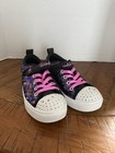 Size 2 SKECHERS Twinkle Toes Sequin Party Girls Shoes Light Up Purple Black NEW — photo 1