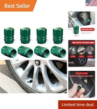 Universal Fit 8 Pcs Hexagonal Tire Valve Caps - Stylish Green Alloy Set