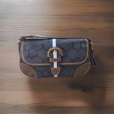 Chaps Bag Purse Signature Logo Navy Blue And Leather