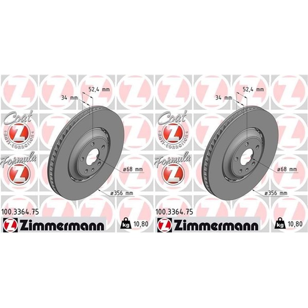2X Zimmermann Formula Z Bremsscheiben 356Mm Vorne Passend FüR Audi A8-image